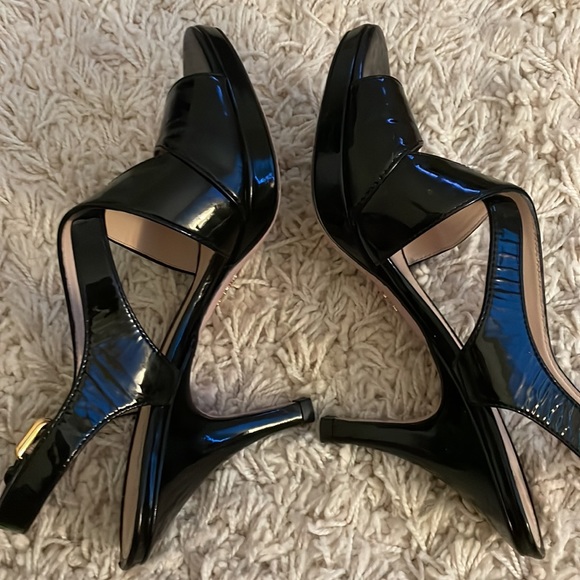 Prada Black Leather Cross Strap Platform Slingback Sandals - Picture 4 of 9